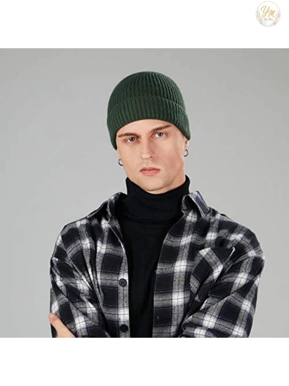 Wool Fisherman Beanie Knit Short Watch Cap Winter Warm Hat Cuffed Trapper Skull
